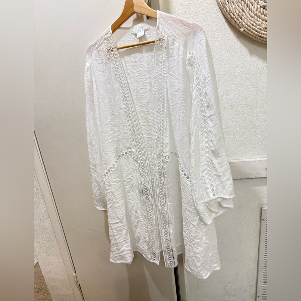 Life white rayon long kimono coverup 3X